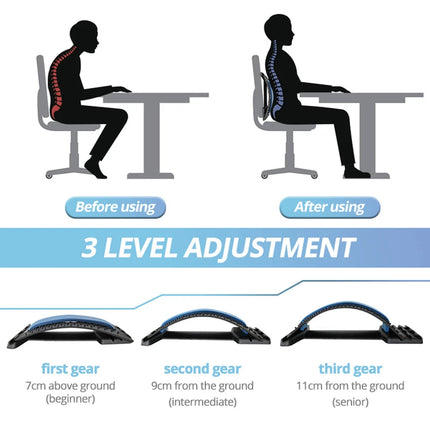 Multi-Level Lumbar Stretcher & Back Massager Cushion - Posture Support Board