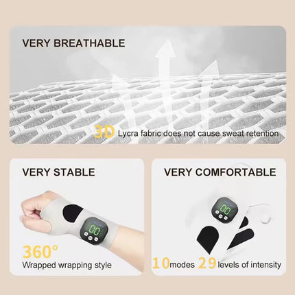 Electric Cordless Wrist Massager Wrap - 10-Mode Adjustable Massage Band