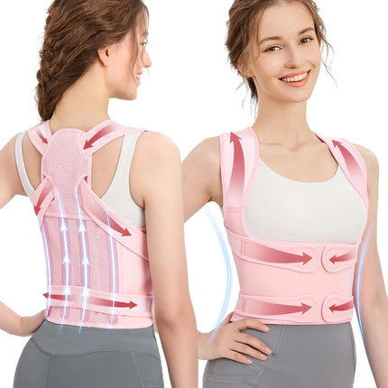 Full-Back Posture Corrector - Adjustable 4-Bar Lumbar & Shoulder Support