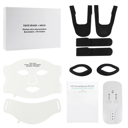 7-Color LED Light Face & Neck Mask - 309 LEDs, Adjustable Strap Fit