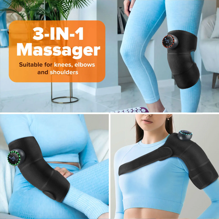 Deluxe 3-in-1 Heated & Vibrational Joint Wrap Massager - 5-Level Heat Therapy