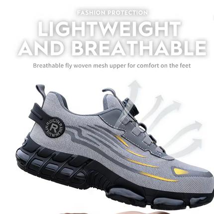 Men's Orthopedic Protective Steel Toe Sneakers with Self-Tying Laces