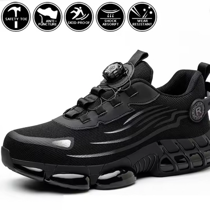 Men's Orthopedic Protective Steel Toe Sneakers with Self-Tying Laces