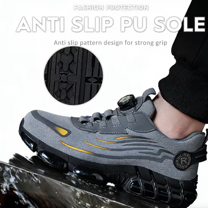 Men's Orthopedic Protective Steel Toe Sneakers with Self-Tying Laces