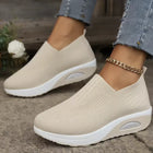 Women's Ergonomic Knitted Sneakers - Wide Fit Arch Support Cushioned Comfort