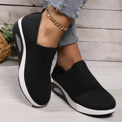 Women's Ergonomic Knitted Sneakers - Wide Fit Arch Support Cushioned Comfort