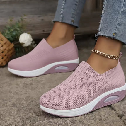 Women's Ergonomic Knitted Sneakers - Wide Fit Arch Support Cushioned Comfort