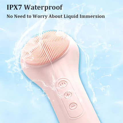 Electric Silicone Facial Brush Cleaner - Sonic Vibration & Roller Cleansing