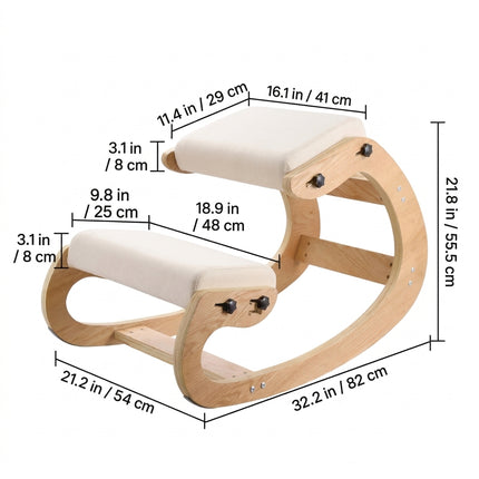 Ergonomic Kneeling Chair - Cushioned Knee Pads, Rocking Base