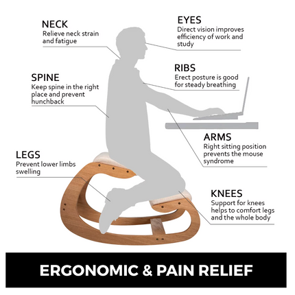 Ergonomic Kneeling Chair - Cushioned Knee Pads, Rocking Base