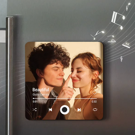 Magnetic Fridge Music Player - Rechargeable Mini Speaker, Load Your Own Songs