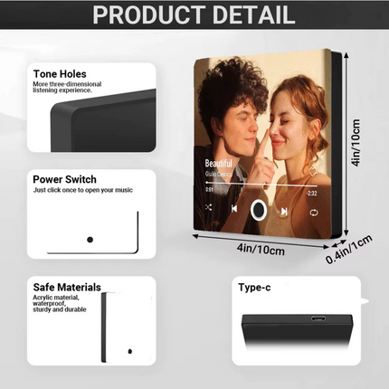 Magnetic Fridge Music Player - Rechargeable Mini Speaker, Load Your Own Songs