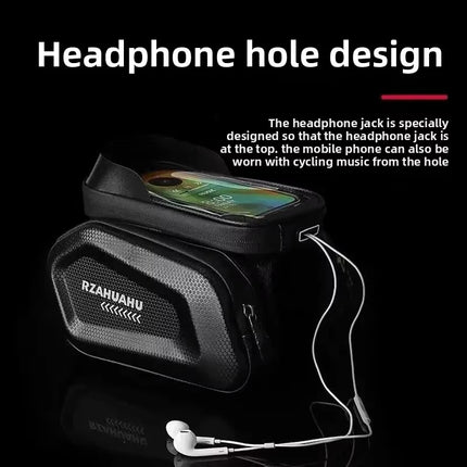 Bike Top Tube Phone Bag - Rainproof Touchscreen Frame Bag for MTB, Road