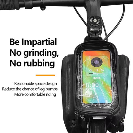 Bike Top Tube Phone Bag - Rainproof Touchscreen Frame Bag for MTB, Road