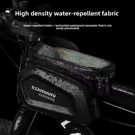Bike Top Tube Phone Bag - Rainproof Touchscreen Frame Bag for MTB, Road