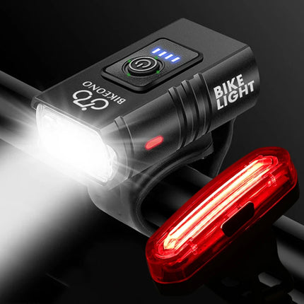 LED Bike Light - USB Rechargeable Front Headlight and Rear Tail Light