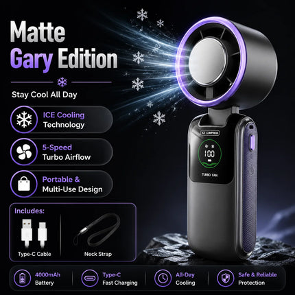 Foldable Hands-Free Neck Fan - 5-Speed Rechargeable Wearable Cooling Fan
