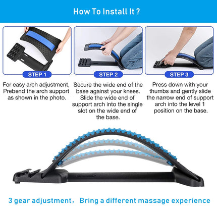Multi-Level Lumbar Stretcher & Back Massager Cushion - Posture Support Board