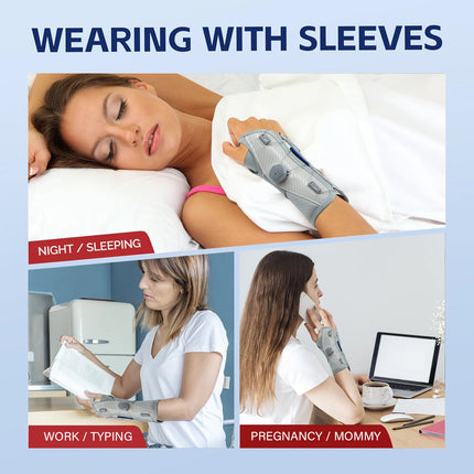 Knob-Adjustable Wrist Support Brace - 6-Point Splint with Comfort Sleeves