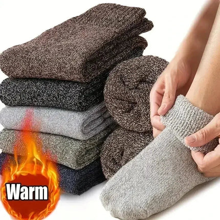 Wool Cashmere Socks - Thick Warm Winter Socks, Towel Knit Short Socks