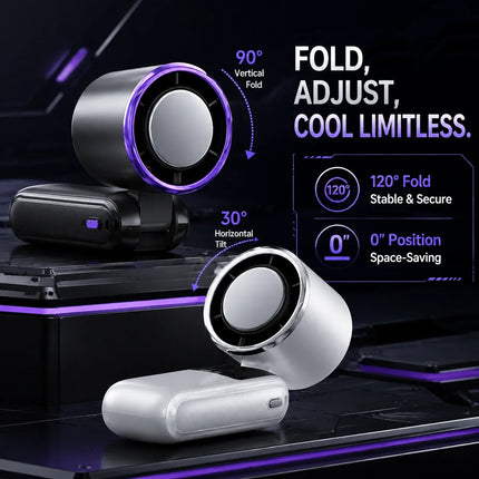 Foldable Hands-Free Neck Fan - 5-Speed Rechargeable Wearable Cooling Fan