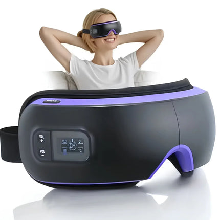 Smart Heated Eye Massager - Heat Compression, Air Massage, Foldable Design