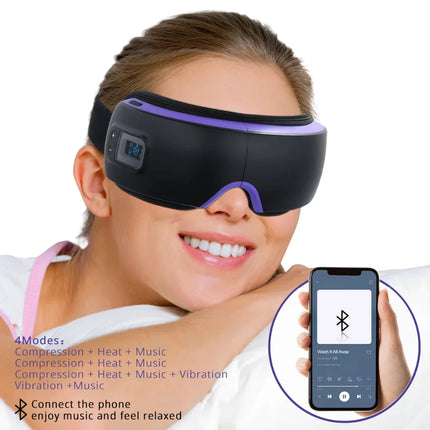 Smart Heated Eye Massager - Heat Compression, Air Massage, Foldable Design