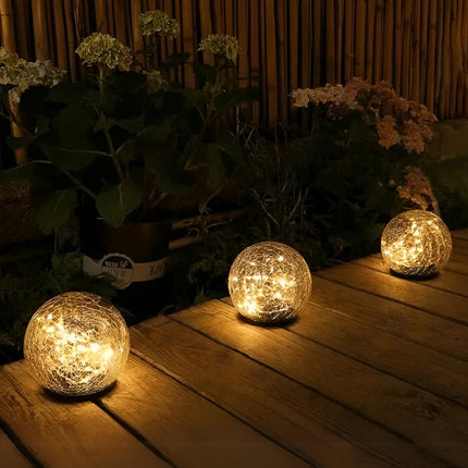 Crackle Glass Solar Lights - Outdoor Walkway, Patio, Path Glow Accent