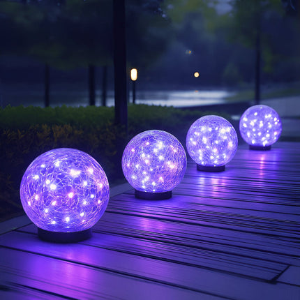 Crackle Glass Solar Lights - Outdoor Walkway, Patio, Path Glow Accent