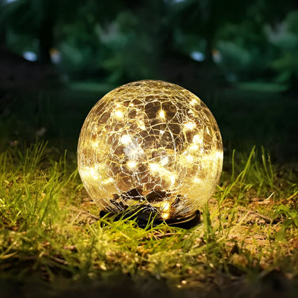 Crackle Glass Solar Lights - Outdoor Walkway, Patio, Path Glow Accent
