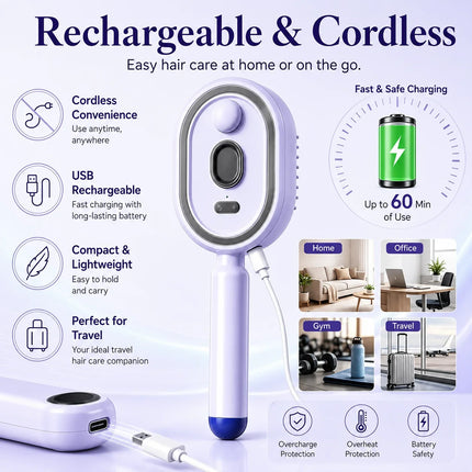 Steam Scalp Massage Comb - Nano Mist Hydration, Retractable Bristles