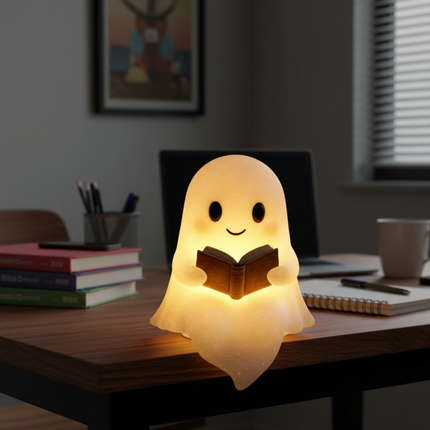 Ghost Night Light Lamp - Warm LED Glow, Plug-In, Nursery and Bedside