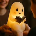 Ghost Night Light Lamp - Warm LED Glow, Plug-In, Nursery and Bedside