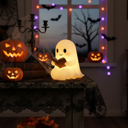 Ghost Night Light Lamp - Warm LED Glow, Plug-In, Nursery and Bedside