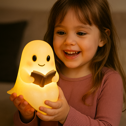 Ghost Night Light Lamp - Warm LED Glow, Plug-In, Nursery and Bedside