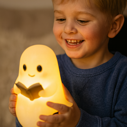 Ghost Night Light Lamp - Warm LED Glow, Plug-In, Nursery and Bedside