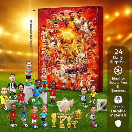 Football Figures Advent Calendar - 24 Day Countdown, Collectible Fan Set