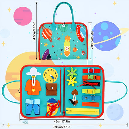 Montessori Travel Busy Board - Sensory Activity Board with Felt Case