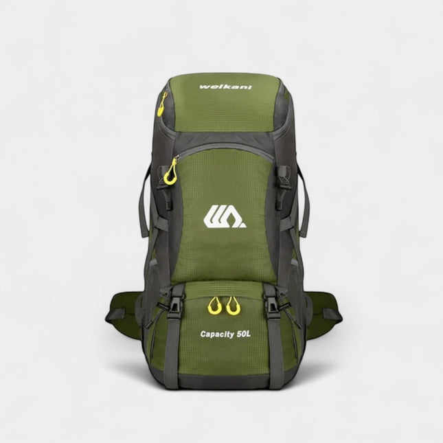 50L Hiking Backpack - Breathable Support, Shoe Compartment, Reflective