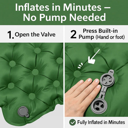 Self-Inflating Camping Mattress - Ultralight Wide Double Sleeping Pad