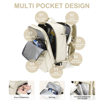 Women's Laptop Backpack - Water-Resistant, USB Charging, Anti-Theft Bag