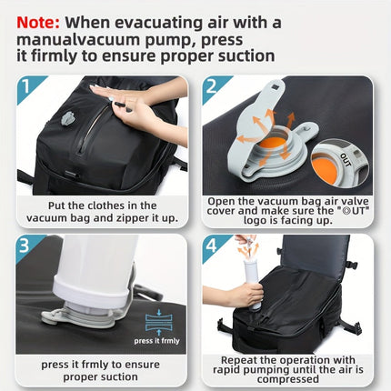 Travel Vacuum Backpack Set - Space-Saving, Vacuum Sealed, Pump Included