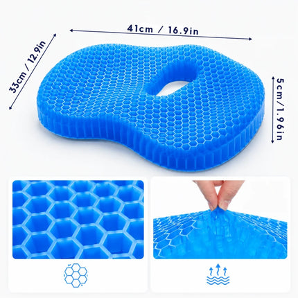 Cooling U-Shaped Gel Seat Cushion - Honeycomb Airflow, Tailbone Relief