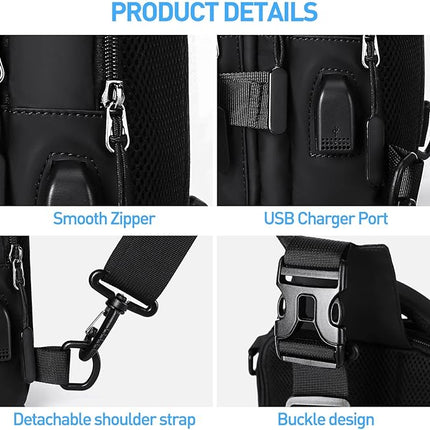 Compact Crossbody Sling Backpack - Lightweight, Organized Pocket Design