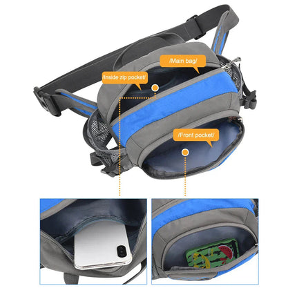 Vega Sport Hip Bag - Bottle Holder, Waterproof Pockets, Universal Fit