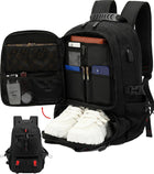 60L Waterproof Laptop Backpack - Expandable, USB Port, Shoe Compartment