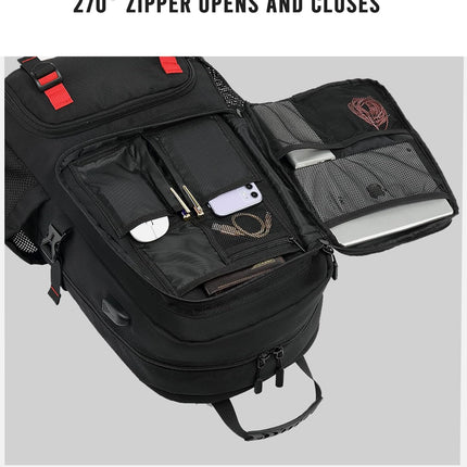 60L Waterproof Laptop Backpack - Expandable, USB Port, Shoe Compartment