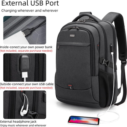 Laptop Backpack - USB Charging, Anti-Theft, Water-Resistant Travel Pack