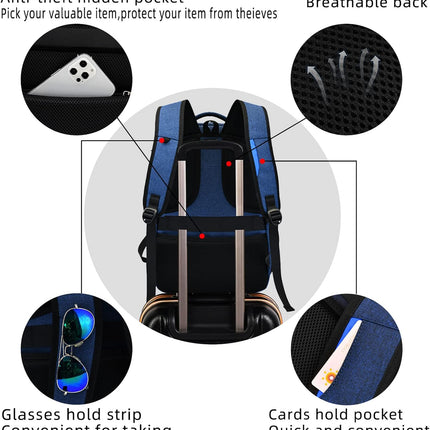 Laptop Backpack - USB Charging, Anti-Theft, Water-Resistant Travel Pack