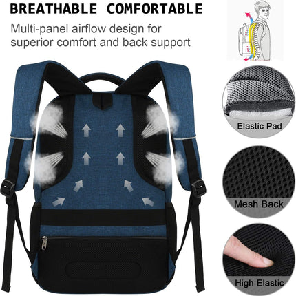 Slim Laptop Backpack - Water-Resistant, USB Charging, Anti-Theft Pocket
